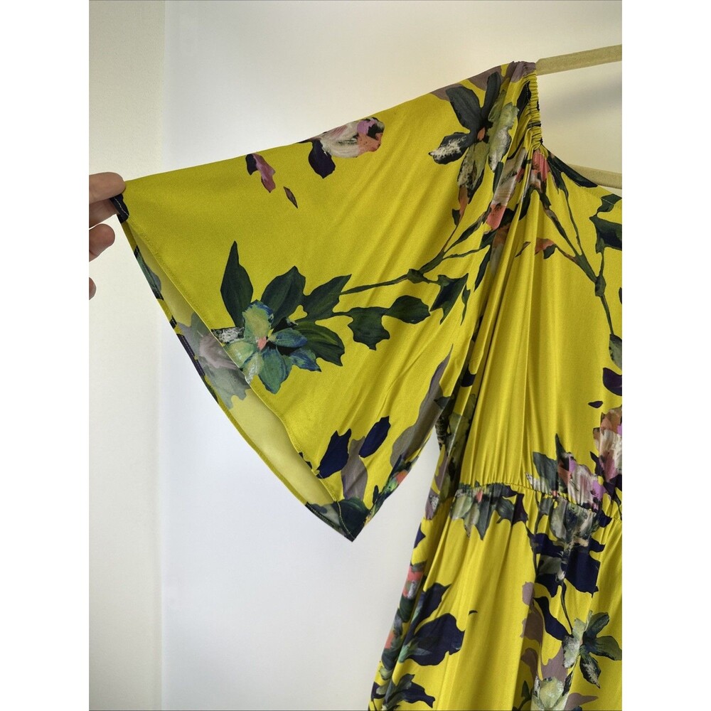 Soft Surroundings Maise Floral Smocked Midi Dress Yellow Flutter Sleeve Plus 2X - Picture 3 of 13